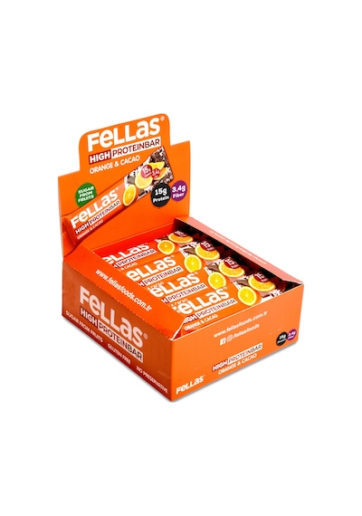 Fellas Yüksek Protein Bar - Portakal & Kakao 45 G x 12 Adet