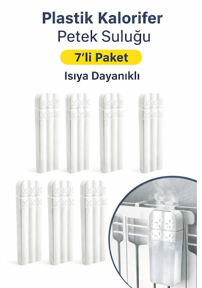Plastik Kalorifer Petek Suluğu 7 Li Set Radyatör Nemlendirici Su Kabı Isıya Dayanıklı Beyaz