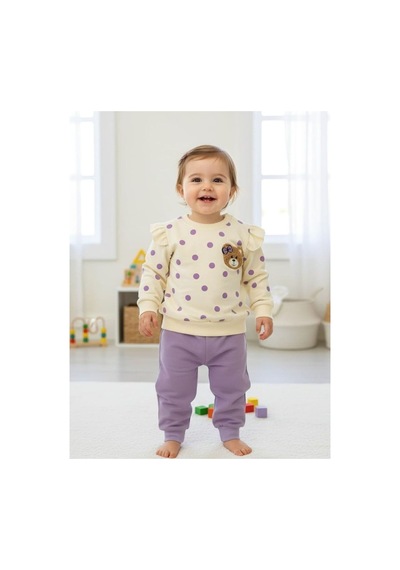 Veramoni Bebek&çocuk Uzun Kollu Fırfırlı Kol Detaylı Puntiyeli Ayıcık Nakışlı Mevsimlik Alt Üst Takım Lila Veramoni Bebek&çocuk Uzun Kollu Fırfırlı Kol Detaylı Puntiyeli Ayıcık Nakışlı Mevsimlik Alt Üst Takım Lila