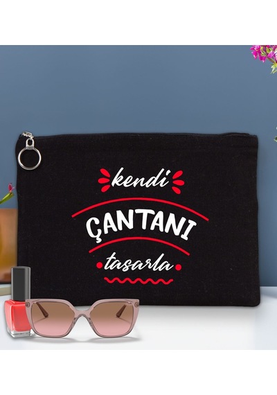 Bk Gift Kişiye Özel Kendin Tasarla Astarlı Portföy Siyah Çanta 30x21cm, Baskılı El Çantası, Organizer Çanta