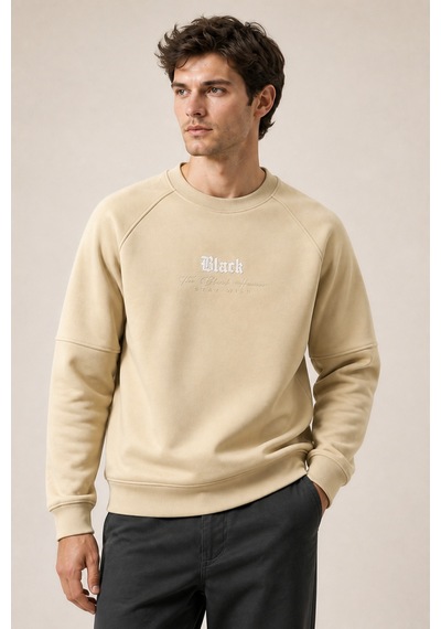 Redline Black Yeni Sezon Erkek Kışlık Regular Fit Sweatshirt Pamuklu Bej