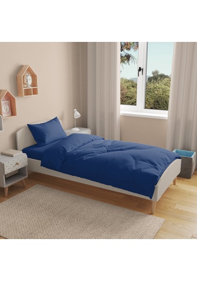 Soft Oxford Yastıklı Tek Kişilik Nevresim Takımı - Lacivert Renkli