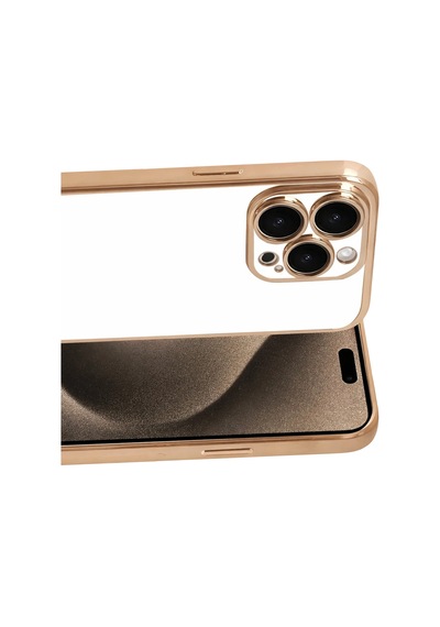Newface - 884 - Apple iPhone Uyumlu 15 Pro Max Razer Lensli Silikon - Csmo-tex - - Gold