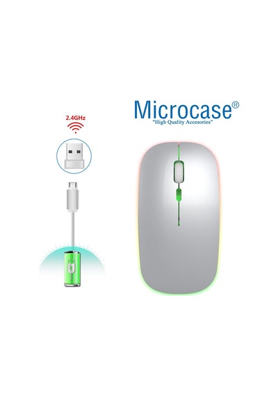 1600 Dpı Şarj Edilebilir 2.4 Ghz Rgb Işık Çift Modlu Bluetooth Mouse - Al2767 Beyaz Kablosuz