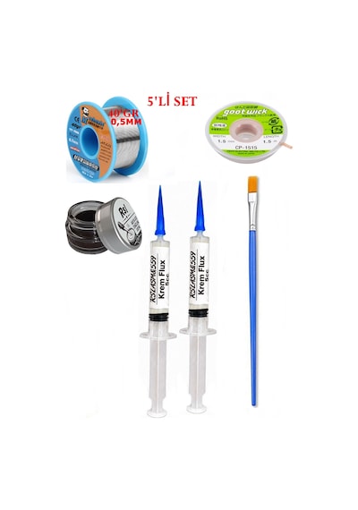 Lehimleme Seti 40 G 0,5 Mm Lehim Teli Cp-1515 Lehim Fitili Flux Lehim Toplama Fırça Seti Tk98