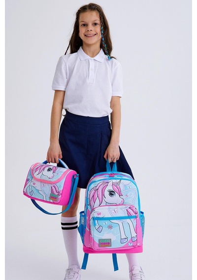 Coral High Kids Mavi Neon Pembe Unicorn Desenli 3 Lü Okul Çanta Seti Set0123711