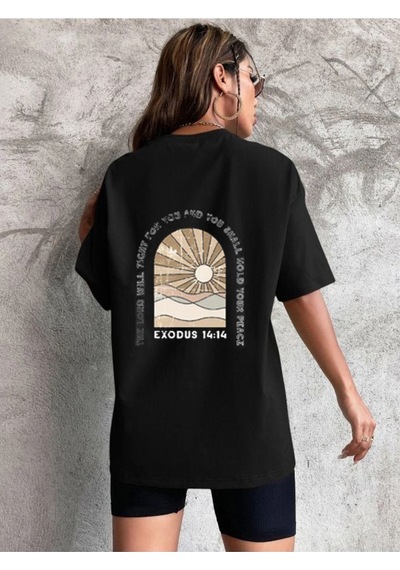Exodus Süprem T-shirt - Siyah Baskılı Oversize Bisiklet Yaka Kısa Kol Tişört Siyah