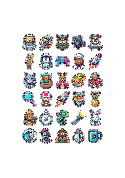 Sevimli Karakterler Pop Sticker Seti 150 Adet - 5'li Mega Paket No31 - Laptop Defter Ajanda Çok Renkli
