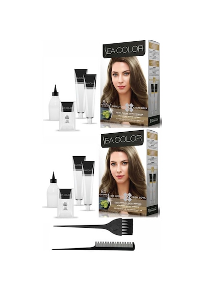 Sea Color Set Boya 8.0 Açık Kumral 2 Adet+Boya Fırça+Tarak
