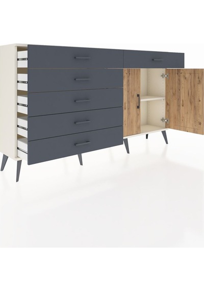Arges Konsol Tek Raflı 6 Çekmeceli 2 Kapaklı 176x30x99 Aytaşı-çam Aytaşı-çam/antrasit Arges Konsol Tek Raflı 6 Çekmeceli 2 Kapaklı 176x30x99 Aytaşı-çam Aytaşı-çam/antrasit