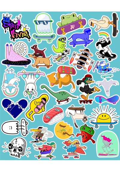 Skate Board Seri 1 Sticker Seti Laptop Ajanda Pc Tablet Telefon Defter Etiket Bullet Journal Diğer