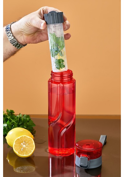 800 Ml Detoks Su Matarası Suluk Pipetli , Bpa Sız, Kilitli Ve Sızdırmaz Kapak - Kırmızı Kırmızı