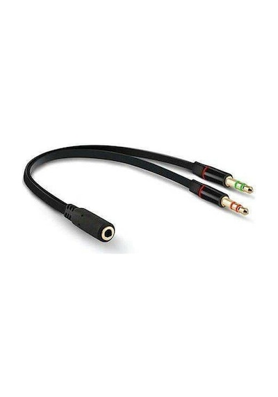 3.5 MM Aux Kulaklık Mikrofon Dönüştürücü Birleştirici Kablo Siyah