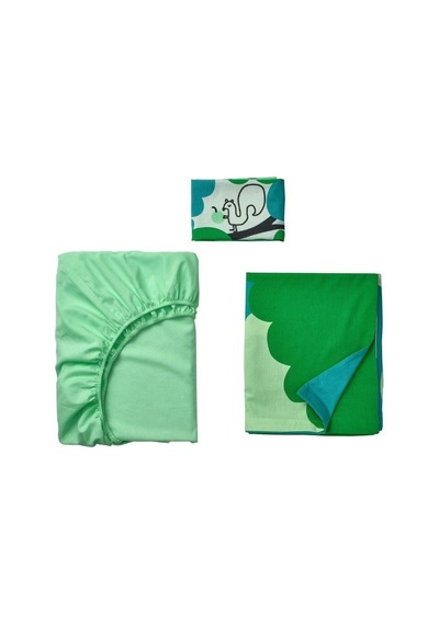 Ikea Grönfınk Tek Kişilik Nevresim Takımı 110 X 130 Cm Beyaz - Yeşil - Mavi Çok Renkli