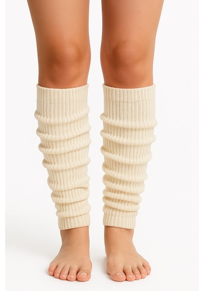 Kadın Triko Tozluk Yumuşak Esnek Diz Altı Bacak Isıtıcı Leg Warmers EKru