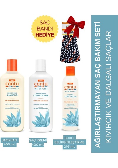 Cantu Weightless Ağırlaştırmayan Şampuan+saç Kremi+ Bukle Kremi -saç Bandı Hediye