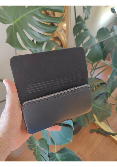 Kemere Takılan Suni Deri Yatay Lüks Kılıf Büyük Boy Mıknatıslı 17x8 Cm Siyah