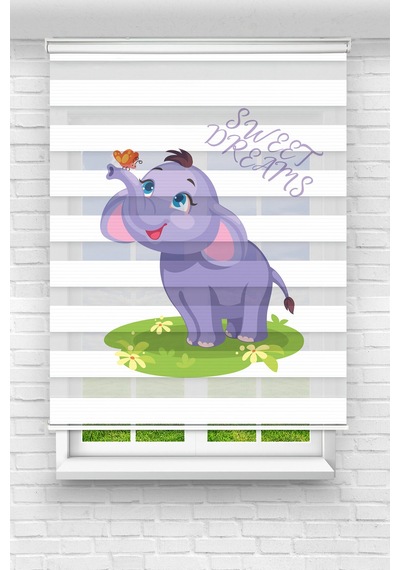 Perdeoutlet38 Baskılı Renkli Sevimli Fil Dijital Baskılı Zebra Perde-cocuk Odası-stor Perde Model:tycc447f3eab503dcad9d5900 Çok Renkli