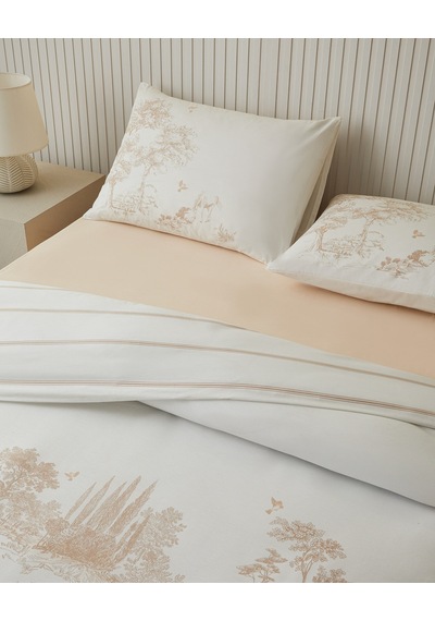 English Home Garden Toile Pamuk Tek Kişilik Nevresim Takımı 160x220 Cm Bej
