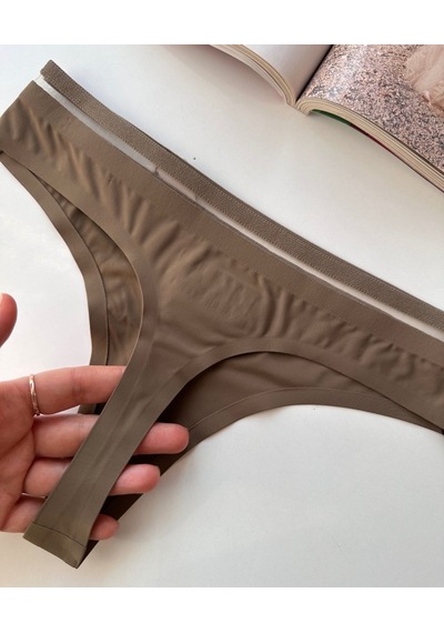 Orijinal Lazer Kesim Spandex Invisible Dikişsiz Transparan Detayl Haki Yeşil