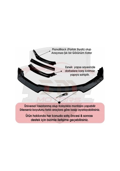 Honda Civic Fc5 Tampon Eki 3 Parça Lip Bodykit Karlık Pianoblack