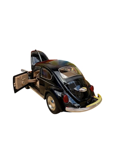 Nostaljik Beetle Vosvos Oyuncak Araba - 17cm Büyük Boy - Sesli Işıklı Ve Sürtmeli - Siyah Model Çok Renkli