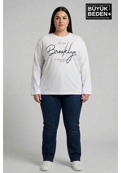 Süperlife Kadın Büyük Beden El Yazılı Brooklyn Baskılı 2 İplik Bisiklet Yaka Tişört Spr26btsk942-6 Beyaz Süperlife Kadın Büyük Beden El Yazılı Brooklyn Baskılı 2 İplik Bisiklet Yaka Tişört Spr26btsk942-6 Beyaz