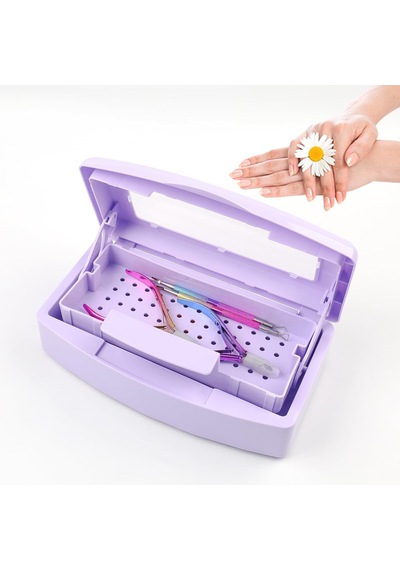 Ellea Nail Çift Bölmeli Manikür Pedikür Aletleri Sterilizasyon Kutusu Mor