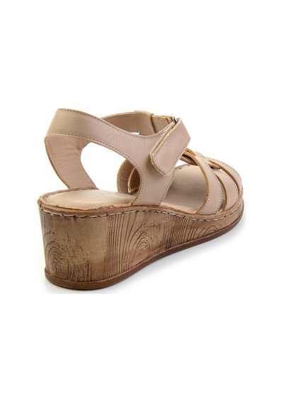 Bambi Bej Leather Kadın Sandalet K05552000503 Bej