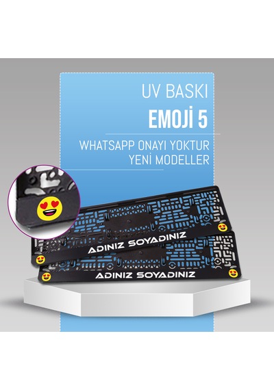 Emoji 5 Plakalık, 2 Adet Premium Uv Baskı, Plakalıkhane