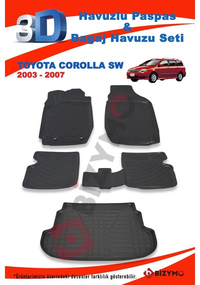 Toyota Uyumlu Corolla Sw 2003-2007 Paspas Ve Bagaj Havuzu Seti