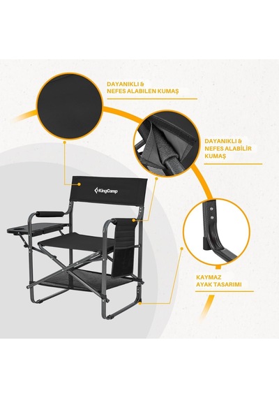 Kingcamp Ash Compact Katlanır Kamp Sandalyesi Black Çok Renkli