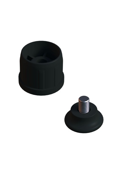 Cateksss 38 Mm Kademeli Plastik Rotil Ayak M8 - Boru Profil Ayağı Tezgah Ayarlı Ayak Siyah - 35 Li Paket