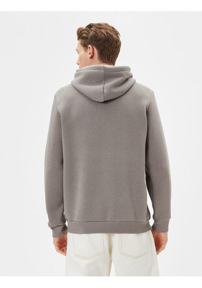 Koton Basic Kapşonlu Sweatshirt Uzun Kollu Ribanalı Gri 4sam70001mk Gri