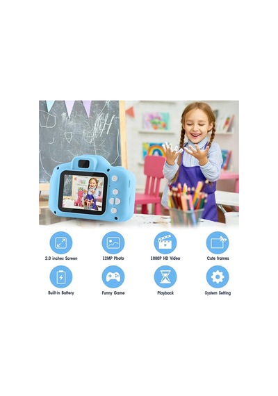 Mini Fotoğraf Makinesi Çocuk Için Eğitici Video Kamera 1080p Hd Ekran Digital Usb Şarjlı Lens Camera Mavi - 281612875