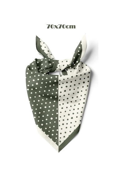 İkilem Puantiye Desen 70 70cm Bandana/fular Yeşil
