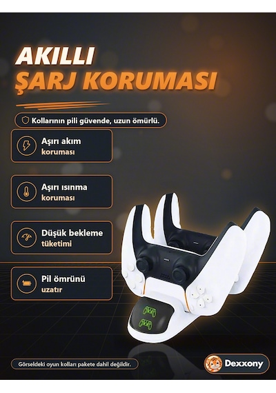 Ps5 Kol Şarj İstasyonu Dualsense Çift Kol Şarj Standı Led Göstergeli Type-c Ps5 Slim Pro Uyumlu