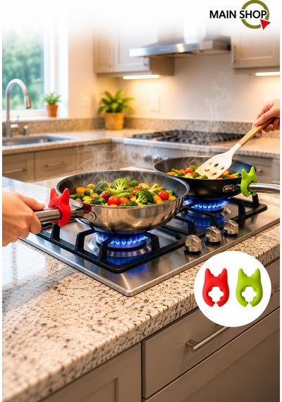 Mainshop 4 Adet Isıya Dayanıklı Tencere Kapağı Ve Kaşık Tutucu - Pratik Mutfak Seti M-50 Çok Renkli