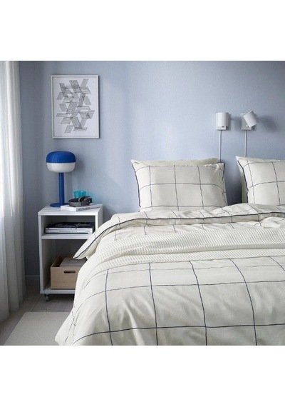 Ikea Bredvecklare Tek Kişilik Nevresim Takımı 150 X 200 Cm Lacivert - Beyaz