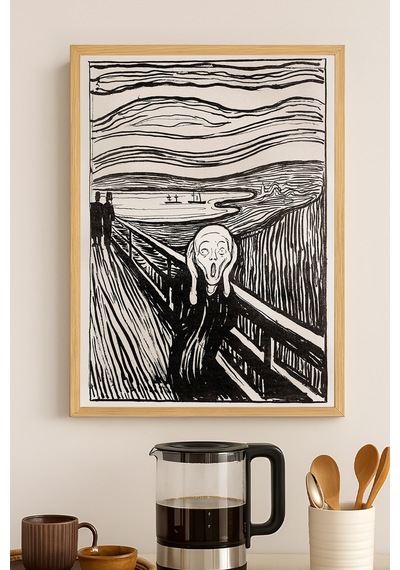 Edvard Munch Çığlık Ahşap Çerçeveli Poster, Dekoratif Sanatsal Duvar Tablosu