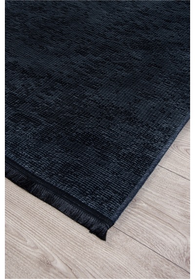 Badelya Home Antrasit Şönil Makinada Yıkanabilir Kaymaz Taban Saçaklı Pamuklu Halı Kilim Oturma Odası Salon