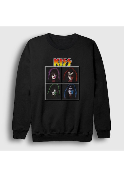 Presmono Unisex Band Kiss Sweatshirt Siyah