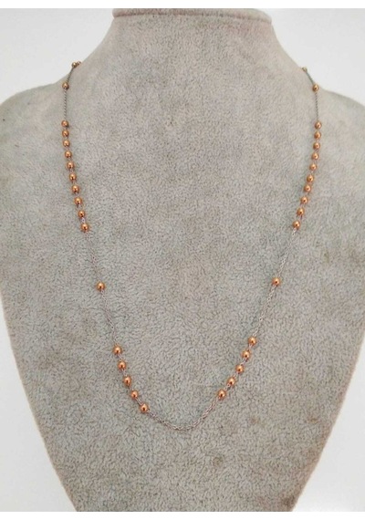 Zincir Ve Boncuk Model 2 Mm 50 Cm Kolye Bronz - 104605374 Bronz