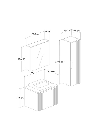 %100 Mdf 65 Cm Chester Banyo Dolabı + 30 Cm Boy Dolabı Beyaz %100 Mdf 65 Cm Chester Banyo Dolabı + 30 Cm Boy Dolabı Beyaz