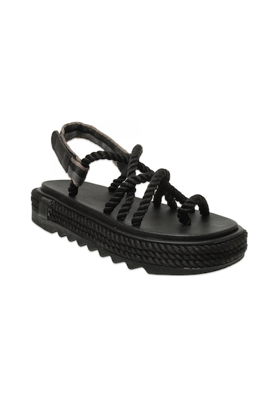 Bohonomad Ibiza Mid Platform Halat Siyah Kadın Sandalet Siyah