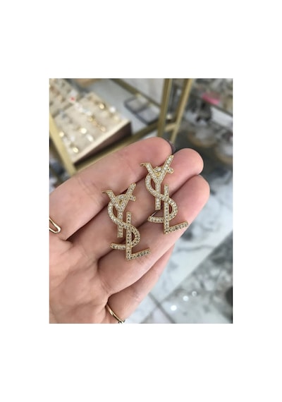 Y Model Taşlı Şık Küpe Altın