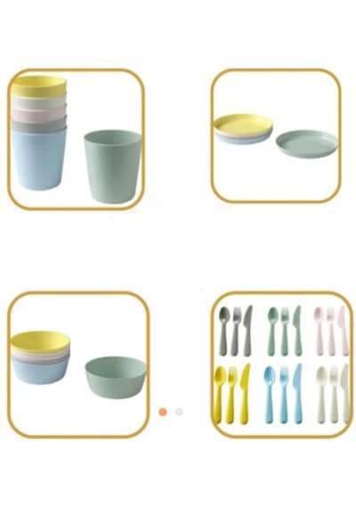 Ikea 36 Parça Bebek& Çocuk Çatal Kaşık Bıçak Bardak Kase Tabak Ta Çok Renkli