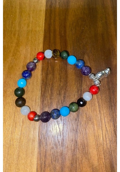 Çin Takvimi Burçları Çharm 7 Çakra Doğal Taş Bileklik Hand Made El İşi Feng Shui Ejderha Yılı Koruyucu Hayvan Snake Yılan Objeli Çok Renkli