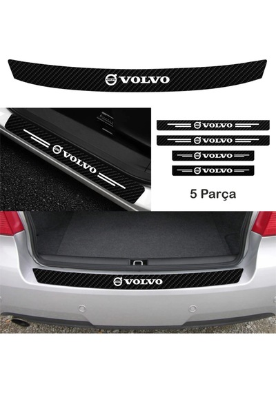 Volvo İçin Uyumlu Aksesuar Oto Bağaj Ve Kapı Eşiği Sticker Set Karbon Kırmızı