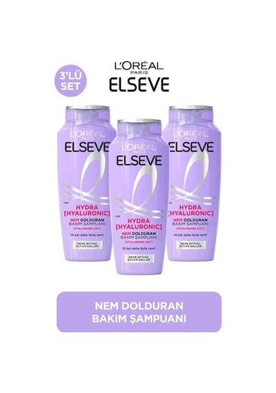 Elseve Hydra Hyaluronic Nem Dolduran Şampuanı 300 Ml X 3 Adet PKT.ELSEVE.018